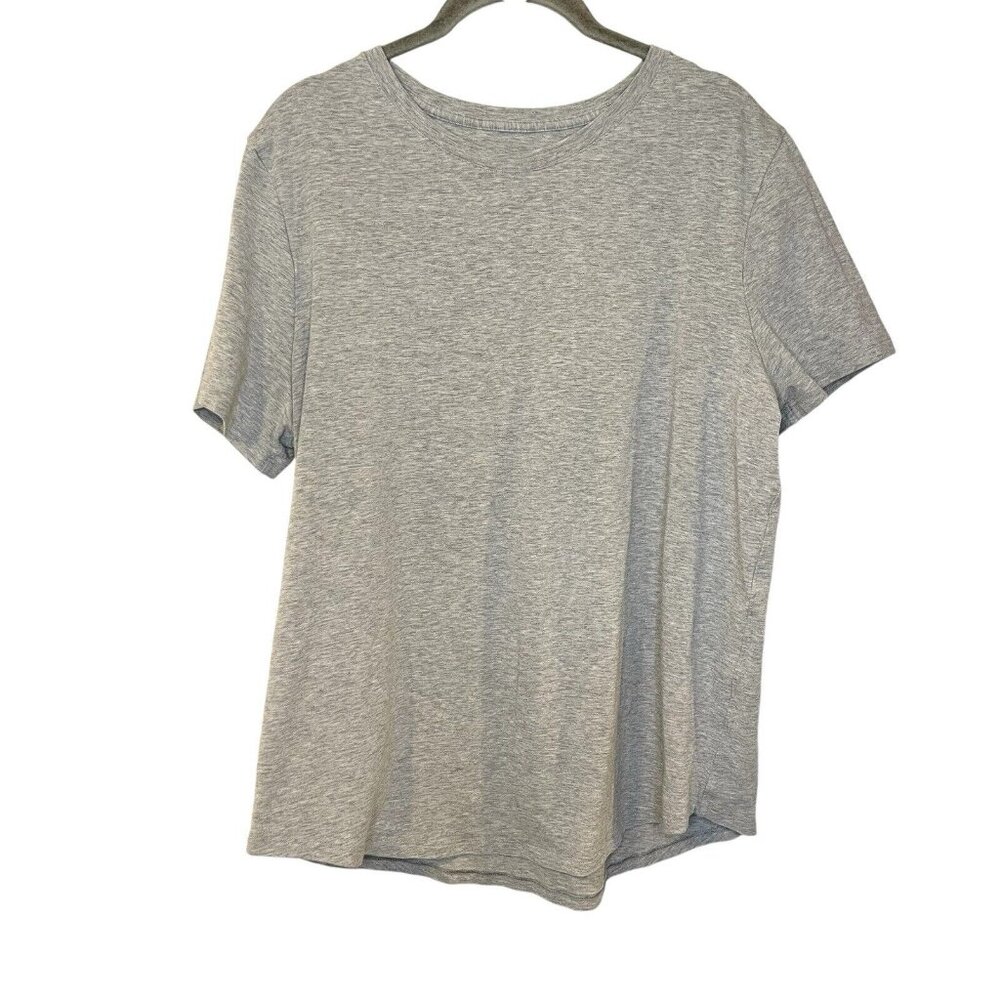 Lululemon Love Curved-Hem Crewneck T-Shirt Heathered Core Light Grey Size 12 EUC